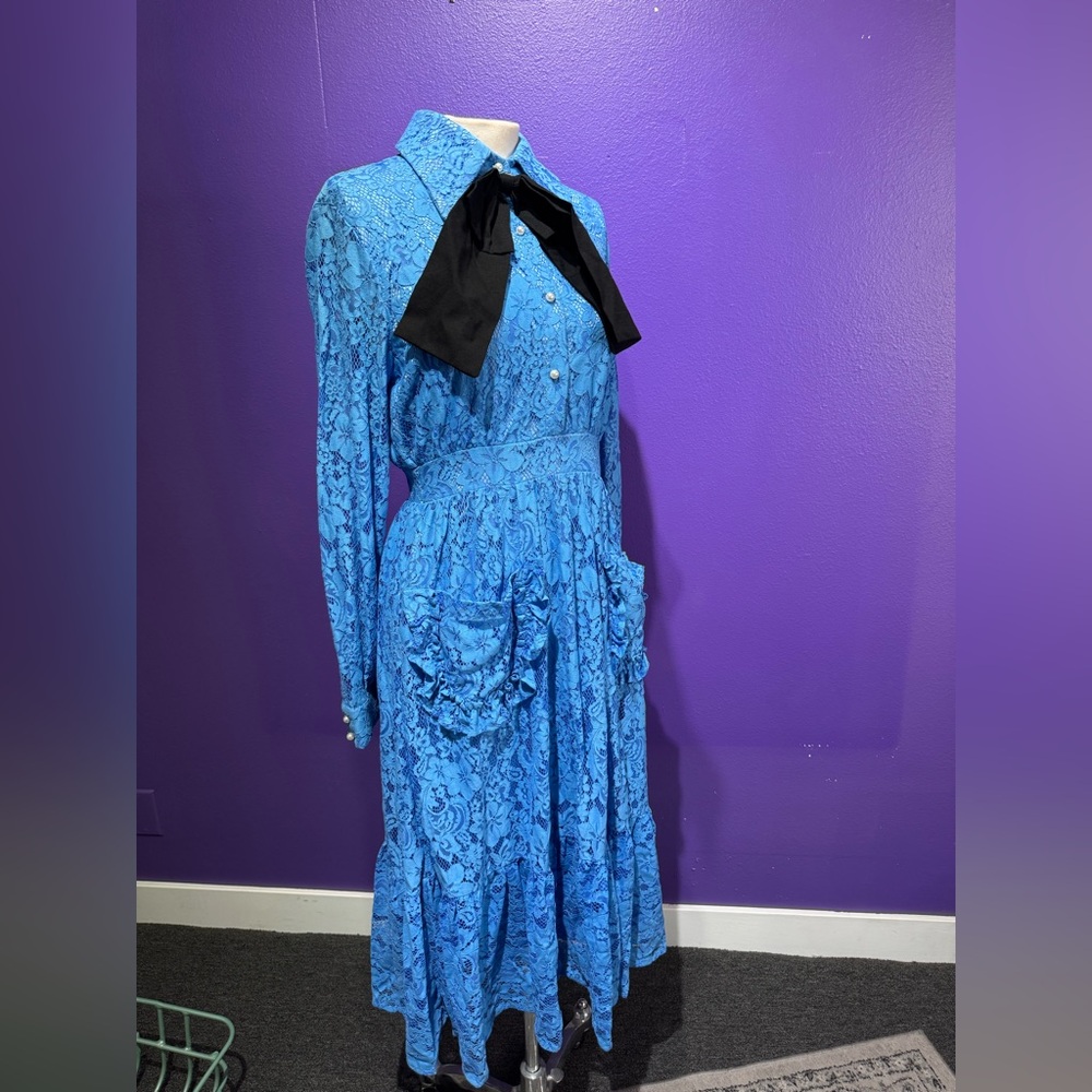 Sister Jane Blue Lace Dress with Black Accent